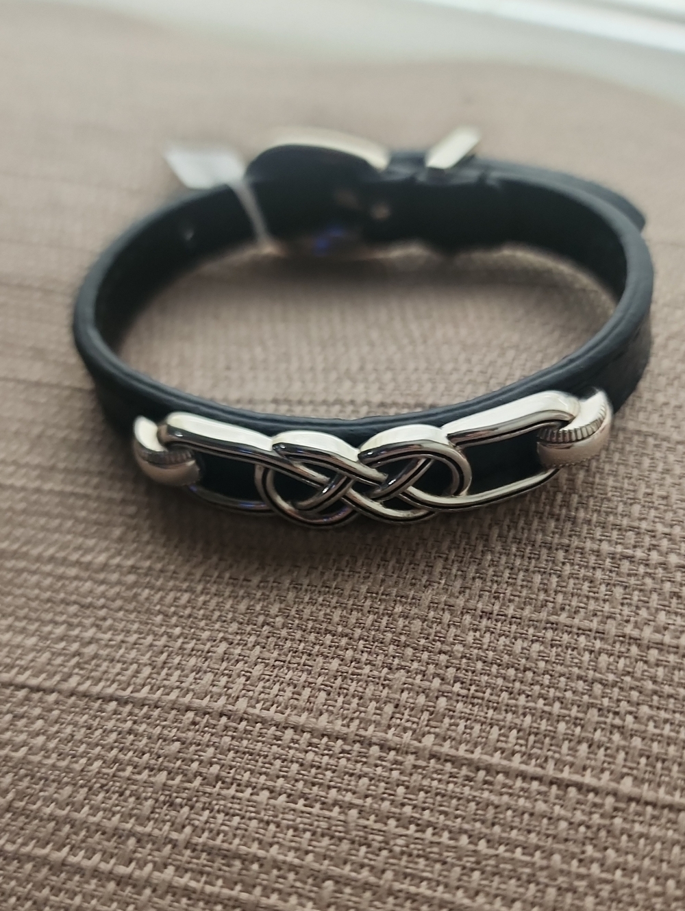 New Brighton Interlock Braid Black Leather Bracelet, NWT